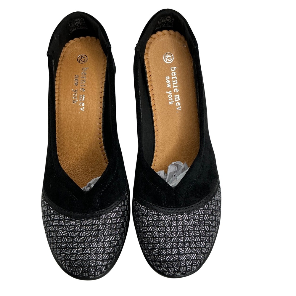 Bernie Mev New York Black Woven Metallic Suede Cone Heel Pumps Womens Size 42